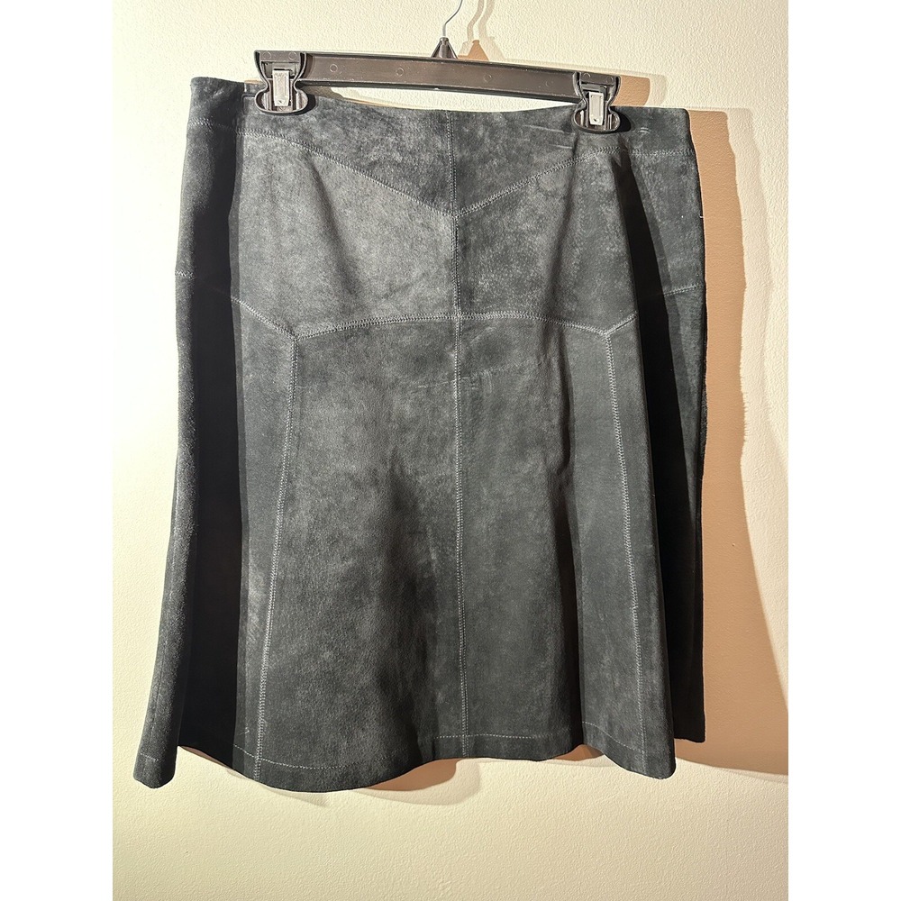 White House Black Market‎ Black Suede Skirt Size 10 A Line Midi